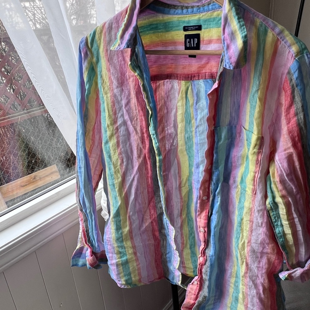 Gap Linen Rainbow Button-Up Shirt